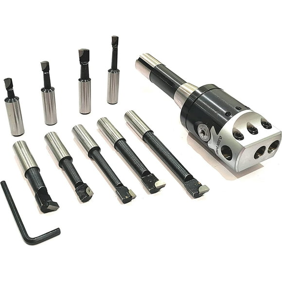 Assorts' Boring Head 2" Inches for Milling & Lathe Machine (R8 (7/16 UNF Drawbar) & 9 PC CARBIDE TOOL SET)