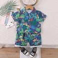 thumbnail image 2 of mgoYE Baby Girl Clothes 6-9 Months Toddler Infant Baby Boy Shorts Set Hawaiian Outfits Short Sleeve Tropical Floral Flower Shirt Summer Clothes Set Suit|Dark Blue 7-8 Years, 2 of 7