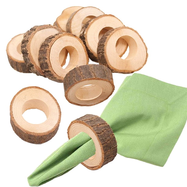 Hebilla de madera para servilleteros, 10 Uds., soporte de hebilla rústica, adorno decorativo para bricolaje, boda, fiesta de cumpleaños, banquete y cena
