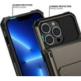 thumbnail image 2 of KOMI pour iPhone 13 Pro Étui avec Porte-Cartes [Ranger 5 Cartes] Double Couche Robuste Antichoc Étui Portefeuille iPhone 13 Pro avec Fente pour Carte Cachée Grand Étui de Rangement pour iPhone 13 Pro (Gunmetal), 2 of 5
