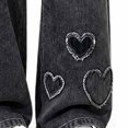 thumbnail image 4 of Edvintorg Straight Leg Jeans for Girls Cute Heart Patchwork Elastic Waist Wide Leg Denim Pants with Pockets Teen Girl Clothes 5-15, 4 of 6