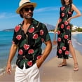 thumbnail image 3 of Yuyamidu Matching Outfits for Couples Cherry Dress Women Summer Dresses Fruit Shirt Mens Hawaiian Shirt Matching Outfits for Couples Slit Maxi Sundress Hawaiian Family Matching Outfits Men's S, 3 of 7