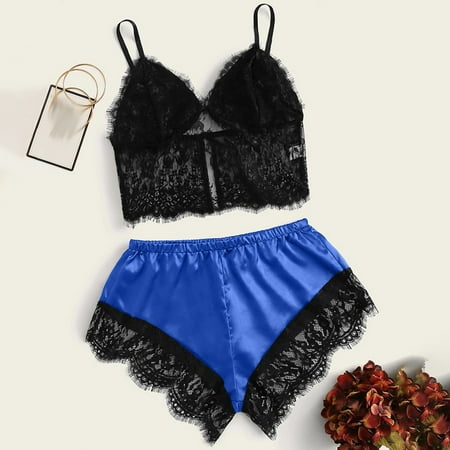 

Floleo Lingerie for Women Deals Women Fun Elegant Fashion Sexy Print Lingerie Satin Sleepwear Pajama Suit Valentines Day Gifts