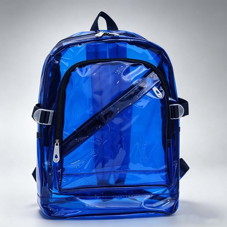 clear blue mini backpack DALIX Small Transparent in Neon Adjustable shoulder straps for comfortable carrying Clear Blue TBG-12 Mini Backpack