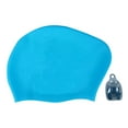 thumbnail image 1 of Plus Size Swim Cap for Women (Long Hair) - Silicone, Comfortable, 3-Piece Set, Fashionable Color Blocking, 1 of 1