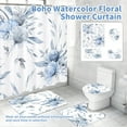 thumbnail image 6 of Dznils Blue Floral Shower Curtain Sets with Rugs, 16pc Watercolor Bathroom Curtains Set, 72" x 72", 6 of 10