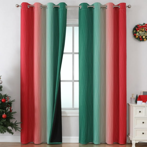 Cortinas Estelar Textiler Degradado Rojo Verde Blackout 132x244 cm 2 Paneles