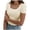 Beige, variant on Womens Shirt Short Sleeve Square Neck Ribbed Slim Fitted Beach Clothes for Women,White,S
