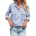 Akiihool Women's Striped Button Down Shirts Long Sleeve with Pocket