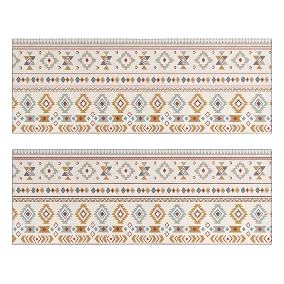 Kitchen Rugs Sets Of 2,Brown Geometric Triangle Diamond Pattern Anti Fatigue Kitchen Mat Rugs Non Slip Washable,Decorative Kitchen Floor Mats for Kitchen,Sink,Laundry,17"X47"