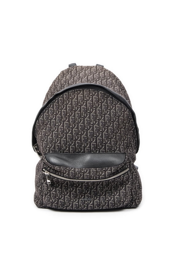 Pre-Owned Dior Gray/Black Rider Backpack Backpack Oblique Jacquard Canvas