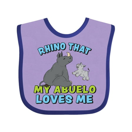 

Inktastic Rhino That My Abuelo Loves Me with Cute Rhinos Gift Baby Boy or Baby Girl Bib