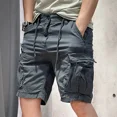 thumbnail image 4 of Pantalones cortos tipo bermuda para hombre, con cremallera, cargo, elásticos, con cordón, nuevos, de diseñador, cómodos, estilo Harajuku, holgados y anchos, 4 of 5