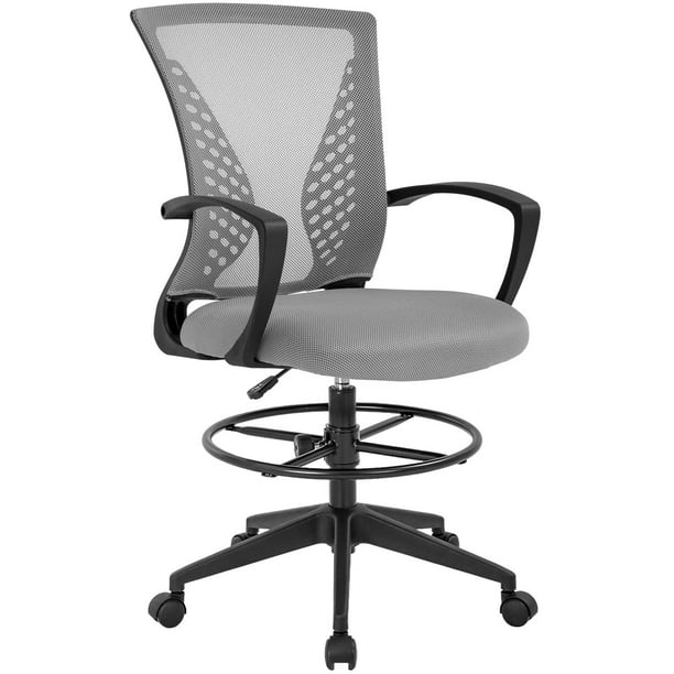 Drafting Chair Tall Office Chair Adjustable Height with Arms Foot Rest ...