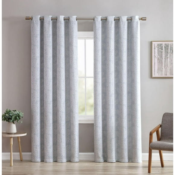 Jacquard Leaf Blackout Grommet Single Window Panel