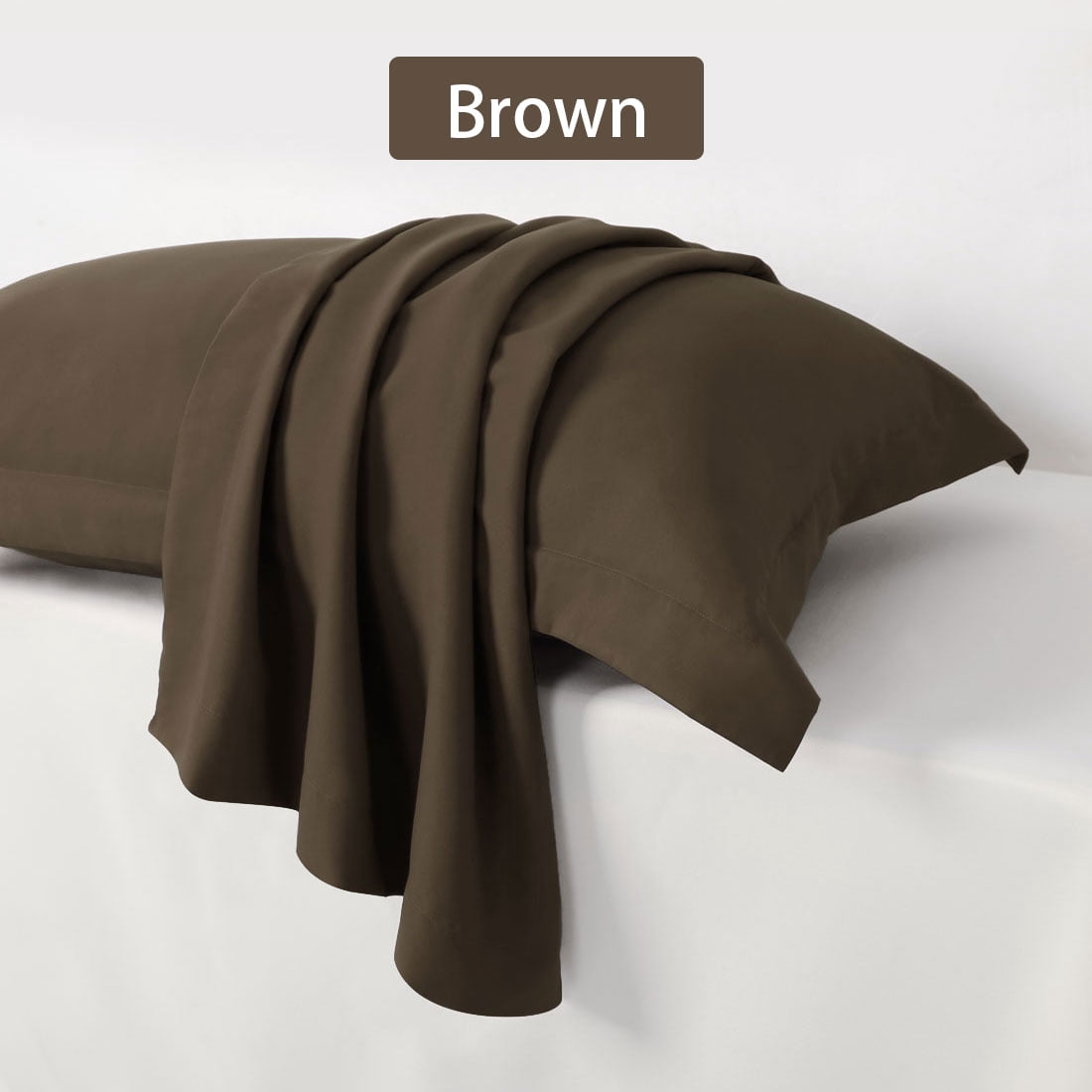 Unique Bargains 2-Pack Envelope Closure Pillow Sham Queen Brown
