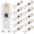 thumbnail image 1 of Bombilla LED G9, 2 W, G9, luz blanca cálida, 3000 K, bombilla LED, bombilla halógena equivalente a 25 W, 230 V CA, 200 lm, haces de luz anchos de 360°, base G9, paquete de 10 RUIOIU, 1 of 5