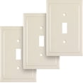 thumbnail image 1 of FrostHike Modern Edge Decorative Wall Plate Switch Plate Outlet Cover. Durable Solid Zinc Alloy (Single Toggle 3PK. Light Almond), 1 of 5