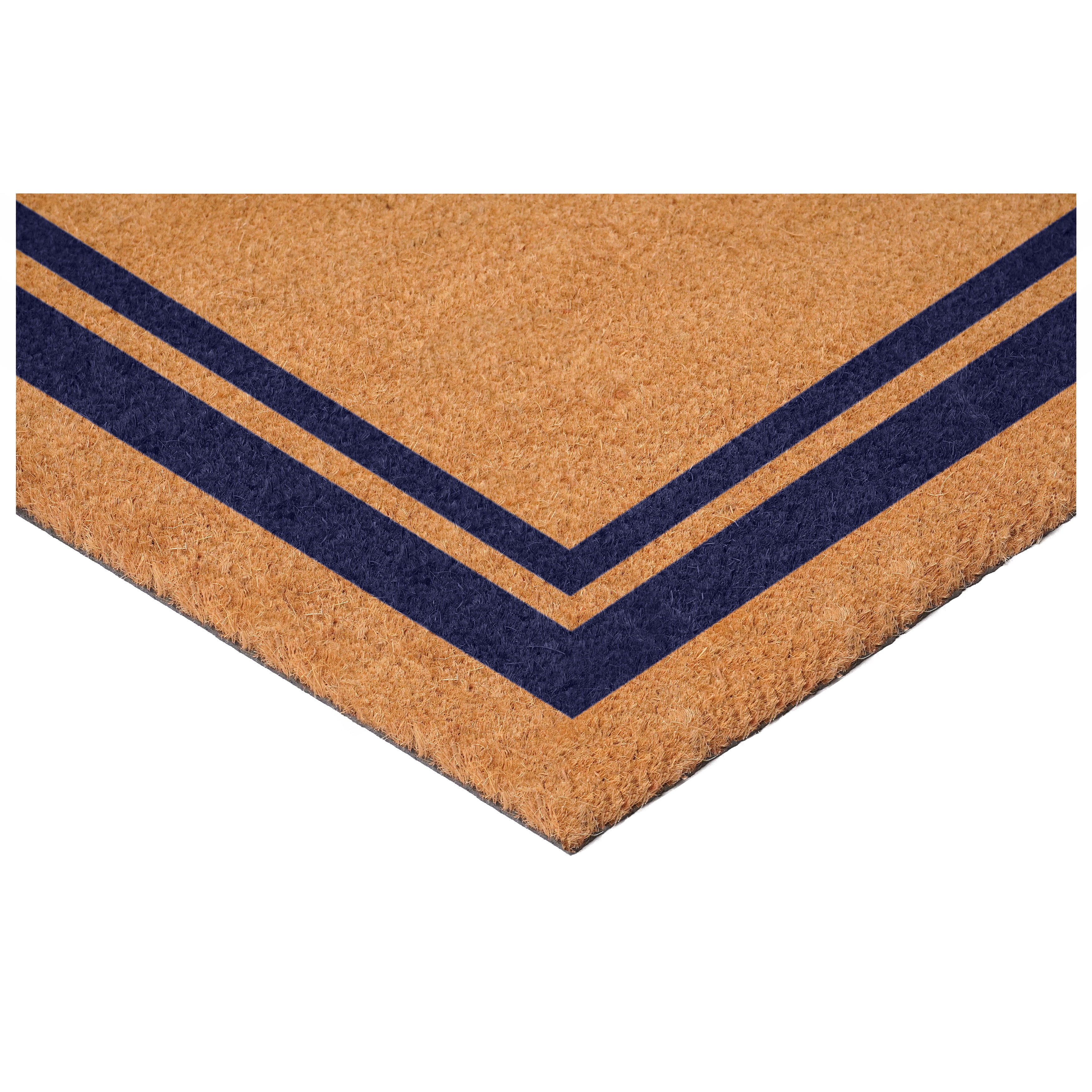 Dark Blue Border Monogram Doormat (Letter E)