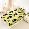 thumbnail image 3 of Homewish Gothic Halloween Skull Twin Sheets,Yellow Black Bedding,3 Pieces,1 Fitted Sheet and 1 Pillowcase, 3 of 5