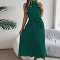 thumbnail image 2 of XFYSSS Fashion Casual Ladies Summer Elegant Round Neck Sleeveless Waist Fold Dress Cinched Pleated Dress For Women Sleeveless Round Neck Dress, 2 of 7