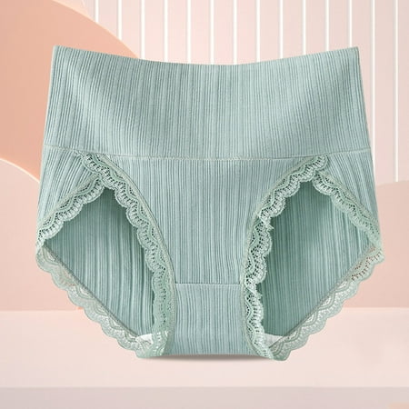 Aayomet Panties For Women Briefs Lace Patchwork Panties Women Lingerie Comfort High Waist Underwear Fashion Striped Mesh Briefs Female Cotton Blue L