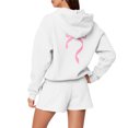 thumbnail image 6 of Women's Fashion Casual Long Sleeve Shorts Sports Round Neck Sweatshirt Set with Bow Print, Activewear for Sports and Casual Activities,White,XL, 6 of 6