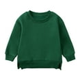 thumbnail image 7 of Likimi Children Boys Girls Pullover Long Sleeve Crew Neck Solid Color Loose Sweatshirt Soft Warm Casual Autumn Winter Tops Size 3-4 Years Green, 7 of 7