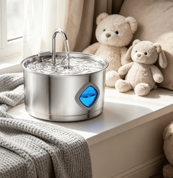 US Standard Adapter Stainless Steel Pet Water Dispenser 2.8L
