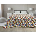 thumbnail image 1 of Geometric Down Alternative Comforter, Colorful Composition with Triangles Retro Hourglass Motifs Abstract, Microfiber Quilt for All Season, 5 Sizes, Multicolor, by Ambesonne, 1 of 3