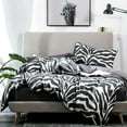 thumbnail image 1 of Zebra Pattern Bedding Duvet Cover Set - Black Striped Ethnic 100% Natural Cotton with 3 Pieces Ultra Soft Breathable Comforter Cover Extremely Durable and Fade Resistant, 1 of 7
