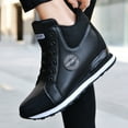 thumbnail image 6 of Hidden Wedge Sneakers for Women Fashion Lace up High Top Tennis Shoes Casual Nonslip Walking Shoes Waterproof Leather Booties Black Size 7, 6 of 9