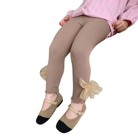 

Bullpiano Kids Girls Leggings Autumn Solid Bow Tie Children Trousers Girl Casual Pencil Pants Cute Toddler Leggings