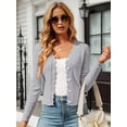 thumbnail image 6 of Women'S Long Sleeve V-Neck Button Down Cardigan Knit Shrugs Sweater Grey XL, 6 of 7