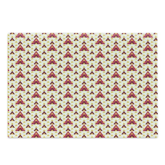 Geometric Cutting Board, Illustration of Symmetrical Grid with Triangles in Warm Soft Colors, Decorative Tempered Glass Cutting and Serving Board, in 3 Sizes, by Ambesonne