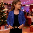 thumbnail image 7 of OGLCCG Glitter Cropped Cardigan for Girls Long Sleeve Open Front Party Shiny Bolero Shrug Trendy Solid Color Sparkly Jacket Coat 4-14 Years, 7 of 7