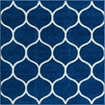 thumbnail image 3 of Unique Loom Trellis Frieze Collection Area Rug - Rounded (3' Square Navy Blue/Ivory), 3 of 7
