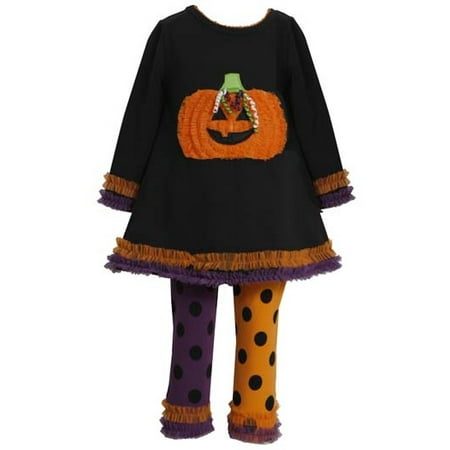 Girls Halloween Black Tunic Pumpkin Tutu Legging Set - FINAL SALE 18