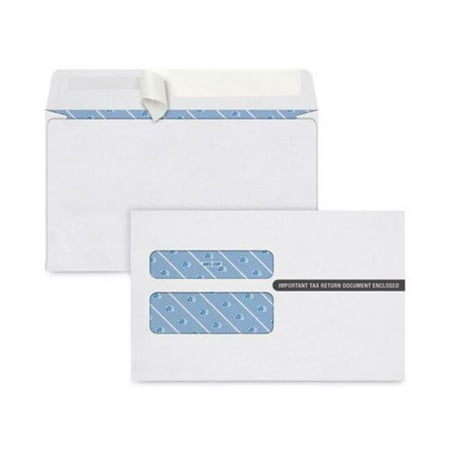 Tops Business Forms TOP7510PS100 5.625 x 9 in. W-2 Self-Seal Security Tinted Square Flap Self-Adhesive Closure Double Window Envelope  Pack of 100