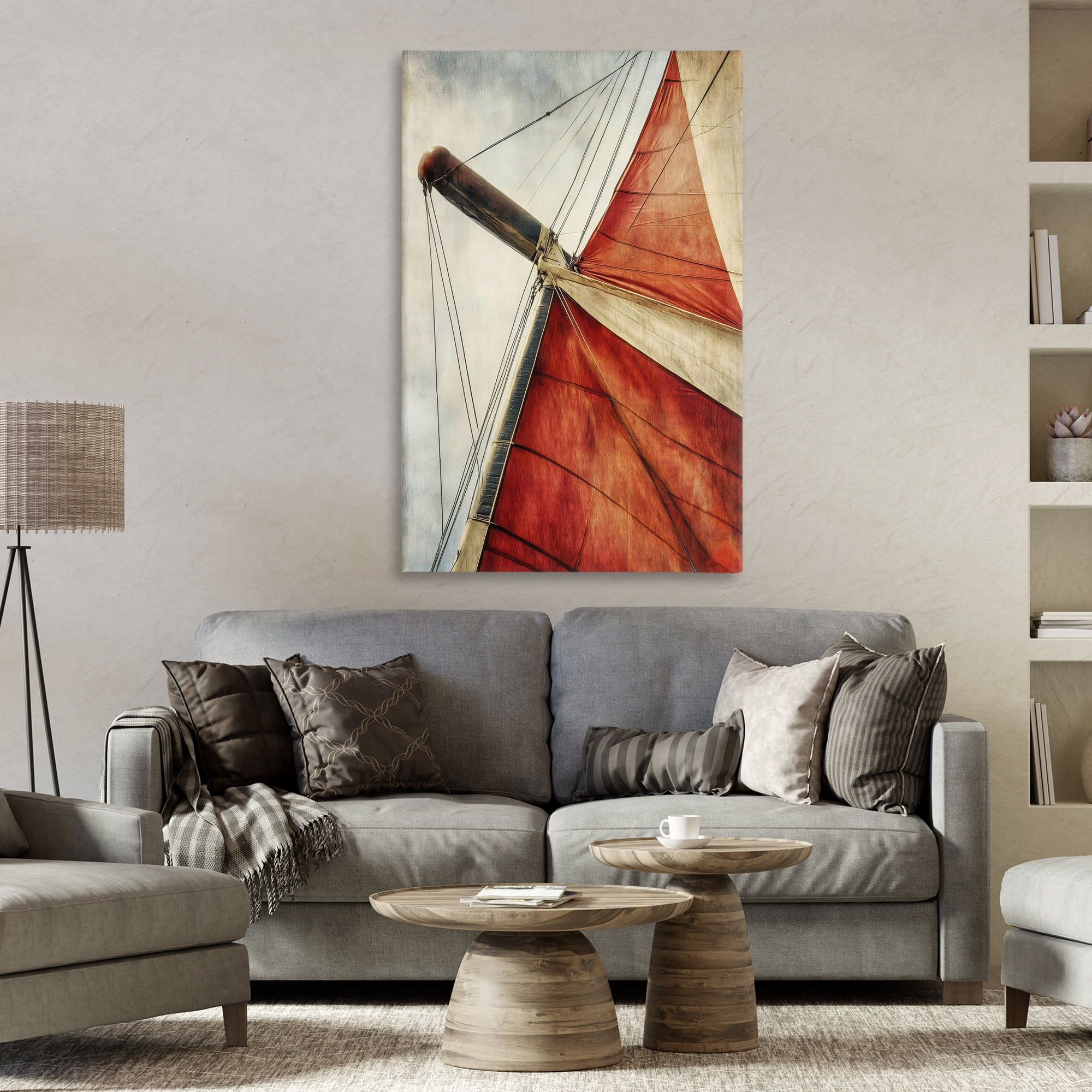 Stupell Industries Red Sail at Sea Canvas Wall Art, design by Creative Studio
