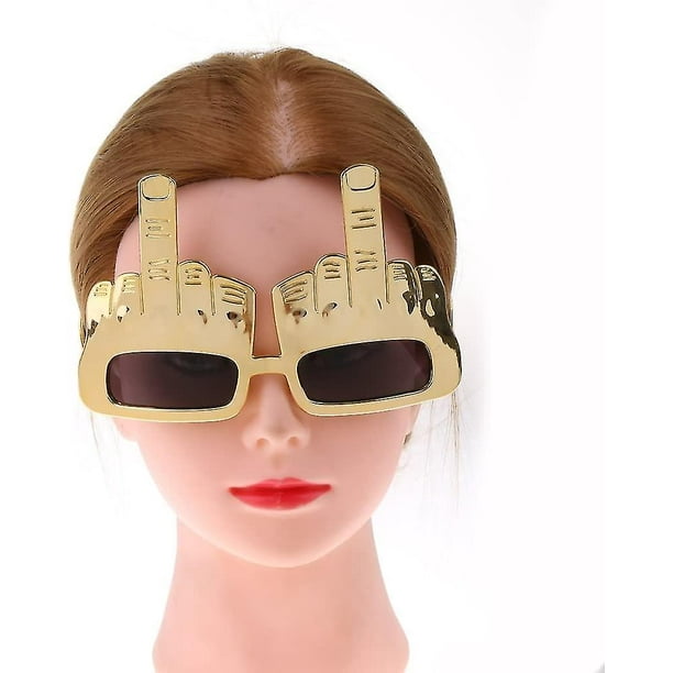 Gafas de sol de dedo medio novedosas, divertidas gafas de fiesta para mujeres y hombres, suministros divertidos para manualidades de despedida de soltera, color dorado