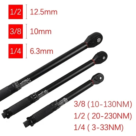 

2-230N.m Torque Wrench Round Tube High Precision Adjustable 1/2 3/8 1/4 Torque Wrench Car Bike Automotive Hand Tools