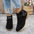 thumbnail image 7 of Busydd Womens Boots Solid Color Chunky Heel Ankle Boots Comfortable Buckle Strap and Side Zipper Booties for Women 37, 7 of 7