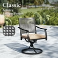 thumbnail image 6 of SUMMIT LIVING 2-Piece Outdoor Patio Dining Swivel Chairs, Large Metal Steel Armchairs ( Weight Capacity 350 lbs) with Cushions, Black & Brown, 6 of 11
