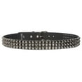 thumbnail image 4 of 1 3/4" Snap On Three Row Punk Rock Star Metal Silver Studded Solid Leather Belt, 4 of 5