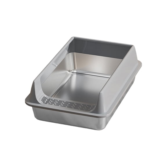 Zeiyignr Stainless Steel Cat Litter Box with Lid, Large Cat Box for Big Cats, High Sides Metal Litter Box, Anti Leakage, Odor-Free & Easy Cleaning, 15.75X1 1.81In Gray