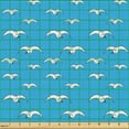thumbnail image 2 of Ambesonne Sea Theme Fabric by the Yard Upholstery, Marine Flying Gull Art, 10 Yards, Sky Blue and White, 2 of 5