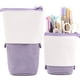 thumbnail image 1 of FloreceBien Estuche telescópico para lápices y bolígrafos, bolsa transformadora de pana de PU, organizador colorido, ideal para Pascua, primavera, cosméticos, bolsa de maquillaje,Púrpura, 1 of 3