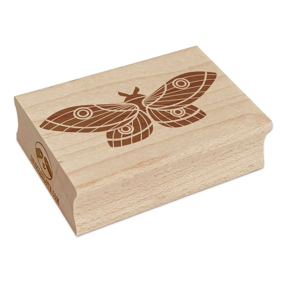 Geometric Moth Butterfly Rectangle Rubber Stamp Stamping Scrapbooking Crafting - Small 1.7in