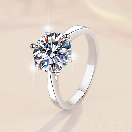 AEN Moissanite Female Ring S925 Sterling Silver Plated 18K Gold Love Advanced Simulation Ring Setting 1 Karat in Stock